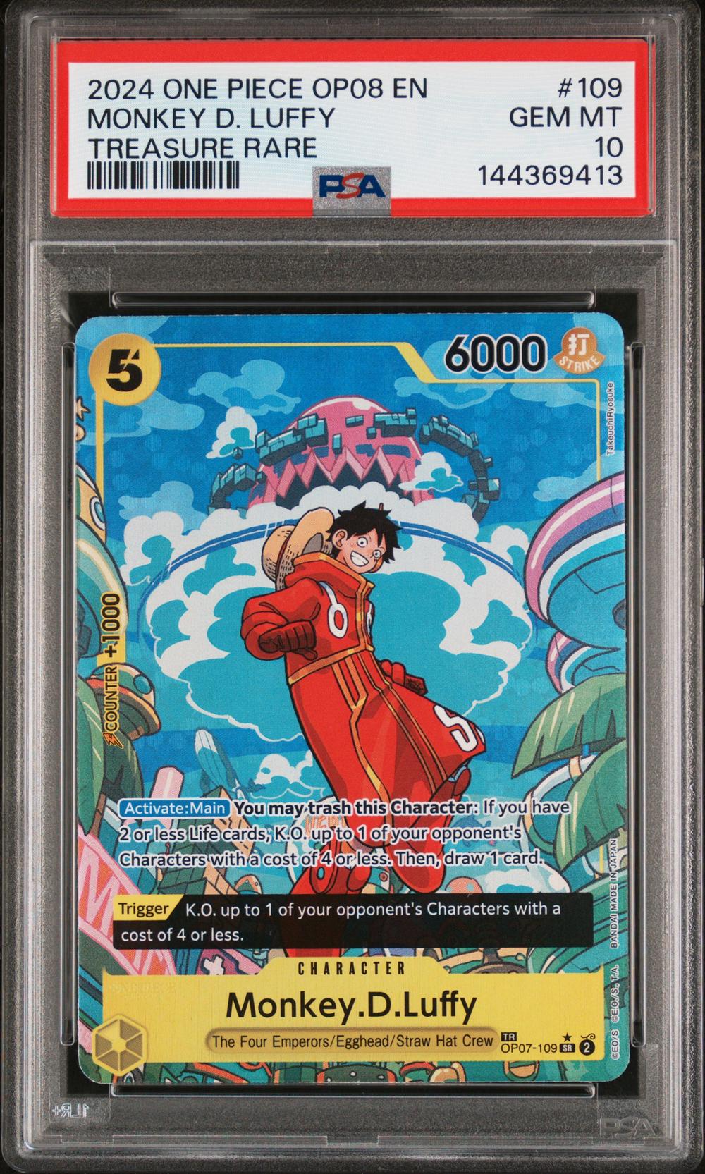 2024 One Piece Two Legends Treasure Rare Monkey D Luffy #OP07-109 (PSA10)