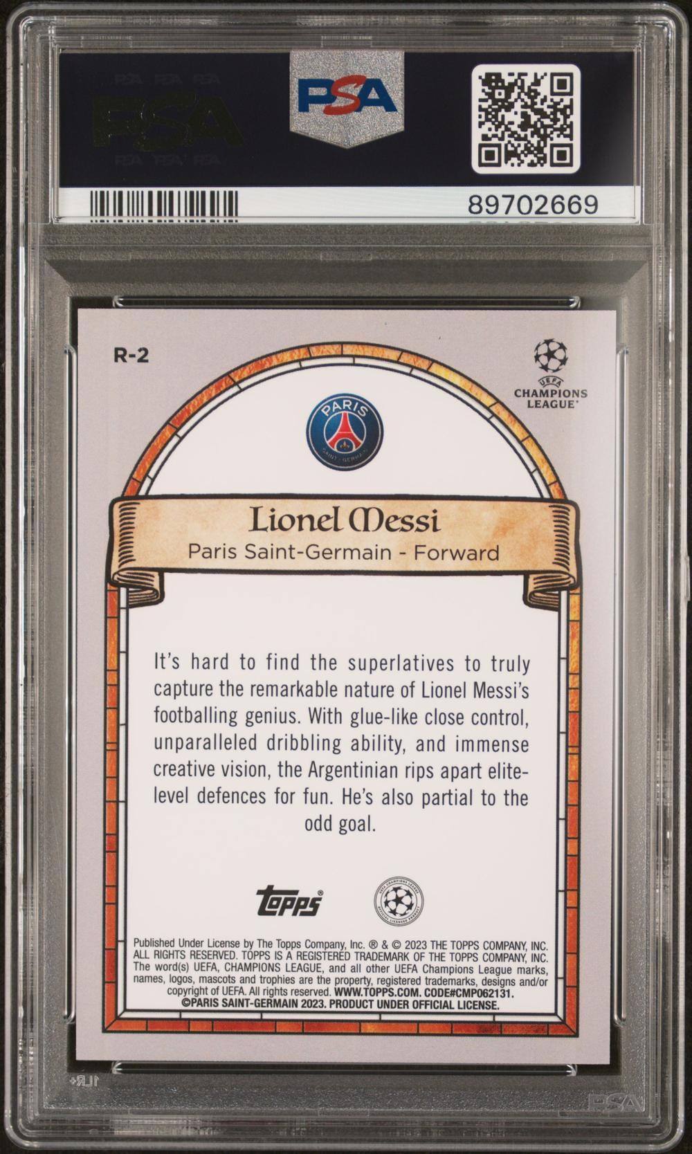 2022 Topps Merlin Chrome Ucc Renaissance Lionel Messi #R-2 (PSA9)