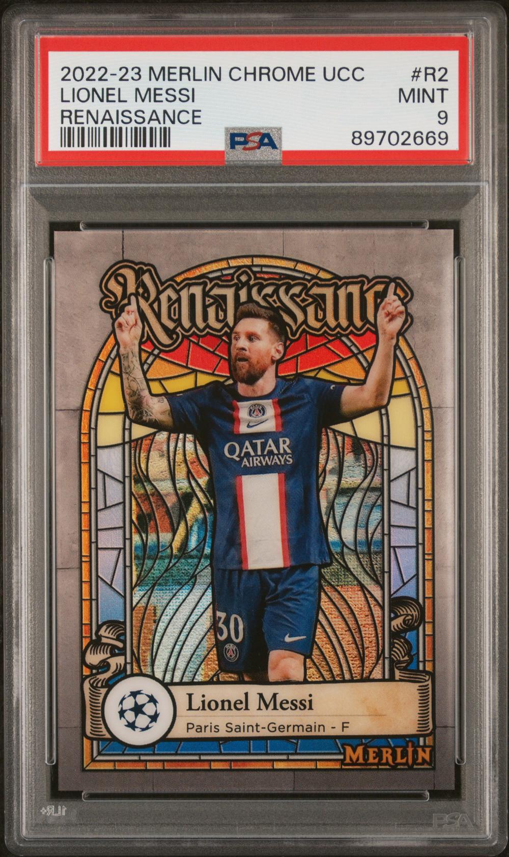 2022 Topps Merlin Chrome Ucc Renaissance Lionel Messi #R-2 (PSA9)